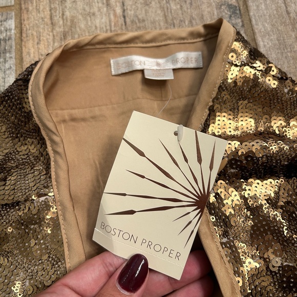 NWT Boston Proper Gold Sequin Miniskirt Size 4 - Picture 4 of 8